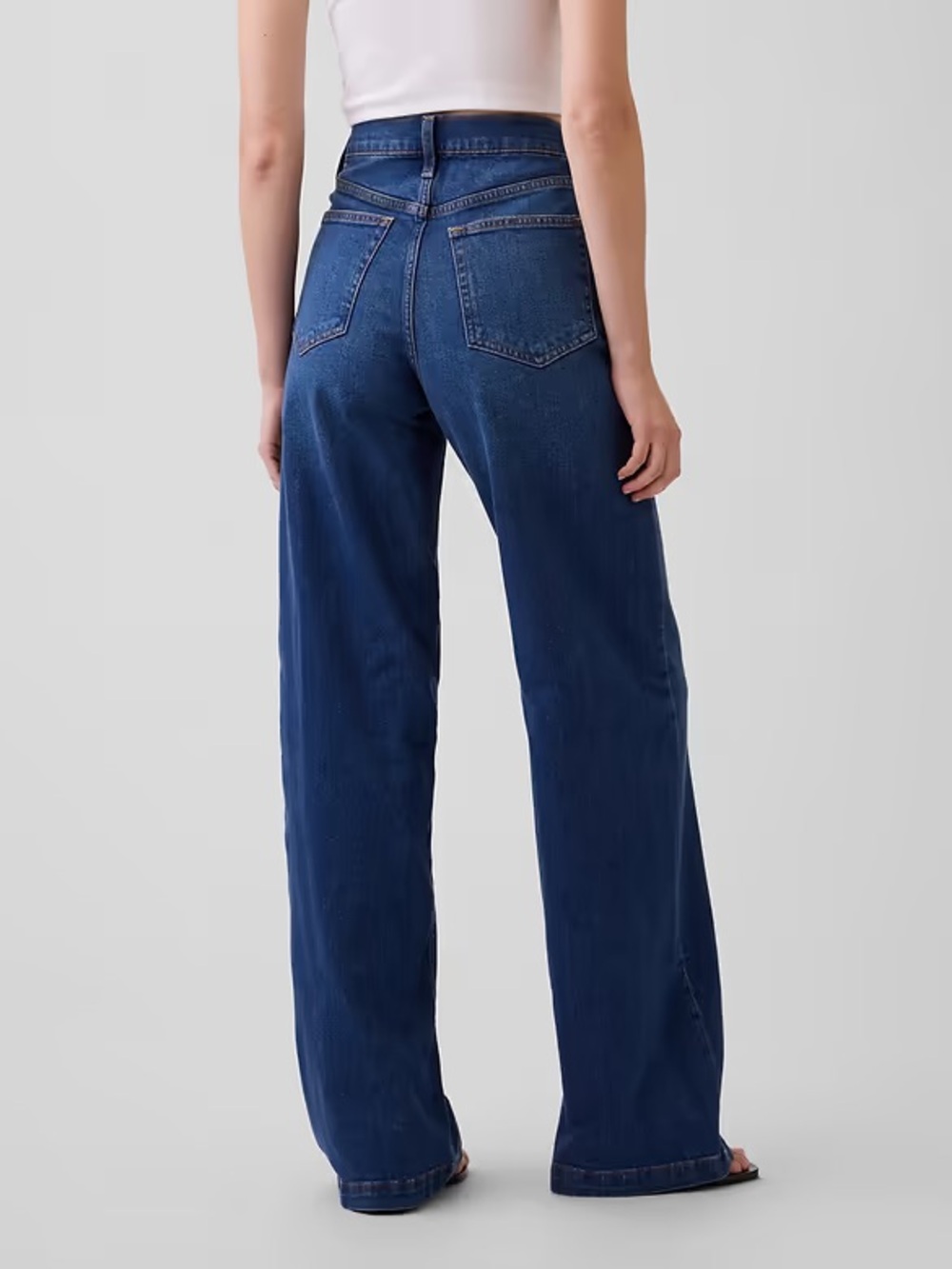 GAP High Rise Stride Wide Leg Jeans 26P Petite Medium Indigo - Picture 8 of 10